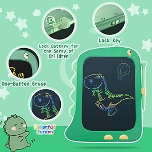 ORSEN LCD Writing Tablet Toddler Toys, 8.5 Inch Doodle Board Drawing Pad Gifts for Kids, Dinosaur Boy Toy Drawing Board Christmas Birthday Gift, Drawing Tablet for Boys Girls 2 3 4 5 6 Years Old-Green - Image 3