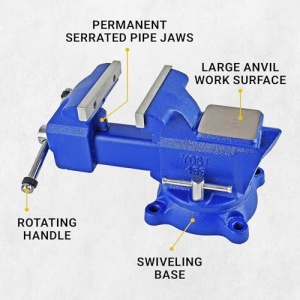 Yost Vises 455 Combination Vise | 5.5 Inch Jaw Width Heavy-Duty Utility Pipe and Bench Vise |Secure Grip with Swivel Base| Made with Cast Iron and Steel U Channel Bar | Blue - Image 5