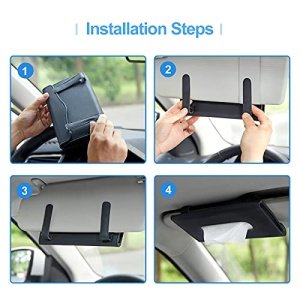 HZAZF Car Tissue Holder, [Upgraded Version] Hanging Tissue Holder for Car, Premium PU Leather Car Tissue Holder Visor for Universal Auto, Easy Use (Black) - Image 4