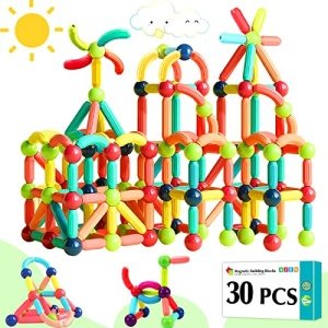 30PCS Magnetic Toys Building Blocks, Magnets for Kids 3 4 5 6 Year Old, Toddler Toys Age 3-6 for Boys Girls, Magnetic Balls and Magnet Rods Toy Building Set, Magnetic Tiles Toys for Toddlers