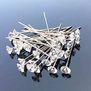 100pcs Corsage Boutonniere Pins 2 Inch Bouquet Flower Floral Diamond Rhinestones Pins Crystal Head Clear Straight Pins for Wedding Bridal Hair Accessories Jewelry Decoration DIY Craft Sewing - Image 4