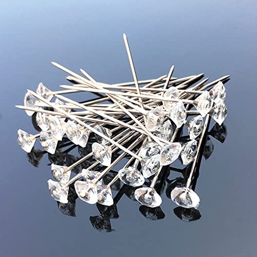 100pcs Corsage Boutonniere Pins 2 Inch Bouquet Flower Floral Diamond Rhinestones Pins Crystal Head Clear Straight Pins for Wedding Bridal Hair Accessories Jewelry Decoration DIY Craft Sewing - Image 4
