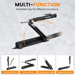 Saker Multi-function Scribing Tool- Construction Pencil- Aluminum Alloy Scribe Tool with Deep Hole Pencil,DIY Woodworking Scribe Gauge Scriber Line Maker Measuring Tool (BLACK) - Image 3