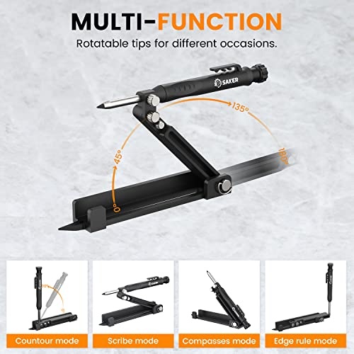 Saker Multi-function Scribing Tool- Construction Pencil- Aluminum Alloy Scribe Tool with Deep Hole Pencil,DIY Woodworking Scribe Gauge Scriber Line Maker Measuring Tool (BLACK) - Image 3