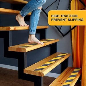 Pangda Abrasive Anti Slip Tape Self Adhesive Grip Tape Caution Warning Outdoor Stair Treads Traction Anti Slip Safety Grit for Stairs Ramps Skateboards Floor Deck, Yellow Black (2 Rolls, 4 In x 30 ft) - Image 3