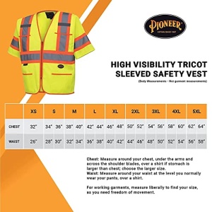 Pioneer Hi Vis Tricot Sleeved Safety Vest - High Visibility Reflective Tape - 4 Pockets - Yellow/Green - for Men & Women - Image 5