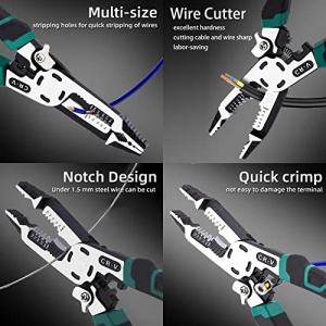 10-in-1 Wire Stripper, 9" Combination Plier with Wire Stripper Crimper Side Cutter, Crimping, winding, Cutting, Stripping, Drburring, Shearing,Screw Gripping Pliers Hand Tool, Gifts for DIY Dad - Image 5