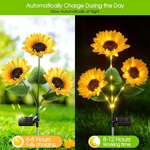 KOOPER Solar Lights Outdoor Garden Decor - Upgraded 3 Pack Solar Garden Lights with 9 Sunflower Lights, Waterproof Solar Outdoor Lights Auto ON/Off Solar Decorative Lights for Garden, Patio, Backyard - Image 6
