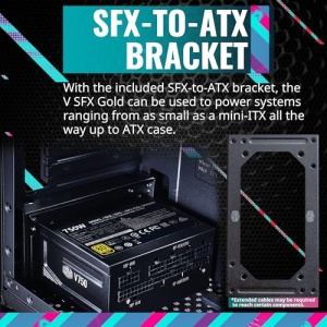 Cooler Master V750 SFX Gold Full Modular, 750W, 80+ Gold Efficiency, ATX Bracket Included, Quiet FDB Fan, SFX Form Factor, 10 Year Warranty - Image 15
