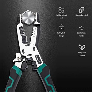 10-in-1 Wire Stripper, 9" Combination Plier with Wire Stripper Crimper Side Cutter, Crimping, winding, Cutting, Stripping, Drburring, Shearing,Screw Gripping Pliers Hand Tool, Gifts for DIY Dad - Image 4