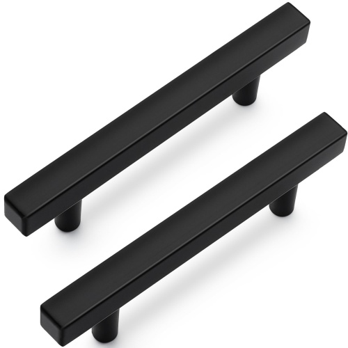 Qibaok 30 Pack Square Cabinet Handles Matte Black Cabinet Pulls 3-3/4" Hole Centers Drawer Pulls Stainless Steel Kitchen Handles for Cabinets, 6”Length Cabinet Hardware for Bathroom Farmhouse - Image 1