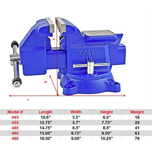 Yost Vises 455 Combination Vise | 5.5 Inch Jaw Width Heavy-Duty Utility Pipe and Bench Vise |Secure Grip with Swivel Base| Made with Cast Iron and Steel U Channel Bar | Blue - Image 2