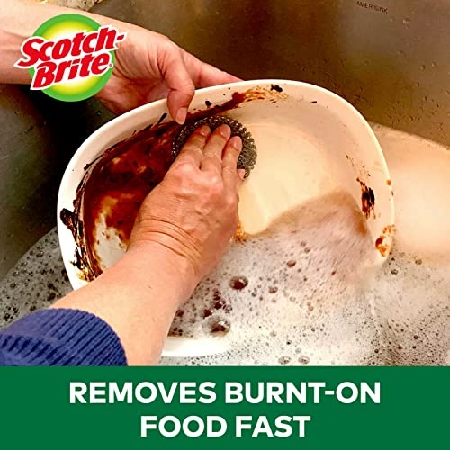 Scotch-Brite Stainless Steel Scrubber, Dish Scrubbers for Cleaning Kitchen and Household, Steel Scrubbers for Cleaning Dishes, 3 Scrubbers - Image 5