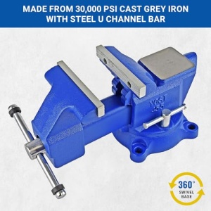 Yost Vises 455 Combination Vise | 5.5 Inch Jaw Width Heavy-Duty Utility Pipe and Bench Vise |Secure Grip with Swivel Base| Made with Cast Iron and Steel U Channel Bar | Blue - Image 3
