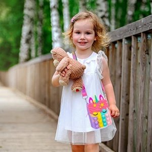 Civan Small Pop Purse, Unicorn Pop Purse for Girl and Women Pop Bag with Unicorn Pop Toy, Shoulder Bag Fidget Toys Pop Fidget Backpack Toy for ADHD Anxiety Kids Backpack Silicone Bag Pop for Girls… - Image 3