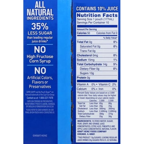 Capri Sun Pacific Cooler Mixed Fruit Naturally Flavored Kids Juice Drink Blend (10 ct Box, 6 fl oz Pouches) - Image 3