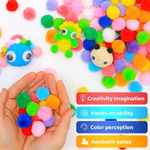 Praisebank 300pcs 1 inch Pom Poms, Pom Poms for Arts and Crafts, Pom Pom Balls in jar, Pom Poms for Crafts. - Image 5