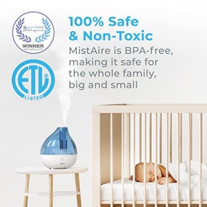 Pure Enrichment® MistAire™ Ultrasonic Cool Mist Humidifier - Quiet Air Humidifier for Bedroom, Nursery, Office, & Indoor Plants - Lasts Up To 25 Hours, 360° Rotation Nozzle, Auto Shut-Off, Night Light - Image 7