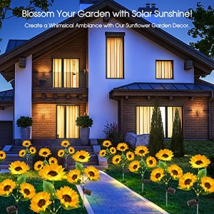 KOOPER Solar Lights Outdoor Garden Decor - Upgraded 3 Pack Solar Garden Lights with 9 Sunflower Lights, Waterproof Solar Outdoor Lights Auto ON/Off Solar Decorative Lights for Garden, Patio, Backyard - Image 3
