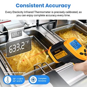 Etekcity Infrared Thermometer Gun 1080, Pizza Oven Accessories, Laser Food Meat Pool Surface Thermometer, Temperature Temp Gun for Cooking, Griddle Hvac Tools, -58°F to 1130°F, Yellow - Image 9