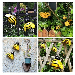 Yungeln Metal Wall Art, 4PCS Bumble Bee Decor, 3D Iron Art Sculpture Hanging Decorations for Outdoor Home Garden - Image 2