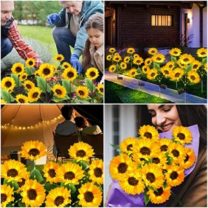 KOOPER Solar Lights Outdoor Garden Decor - Upgraded 3 Pack Solar Garden Lights with 9 Sunflower Lights, Waterproof Solar Outdoor Lights Auto ON/Off Solar Decorative Lights for Garden, Patio, Backyard - Image 2