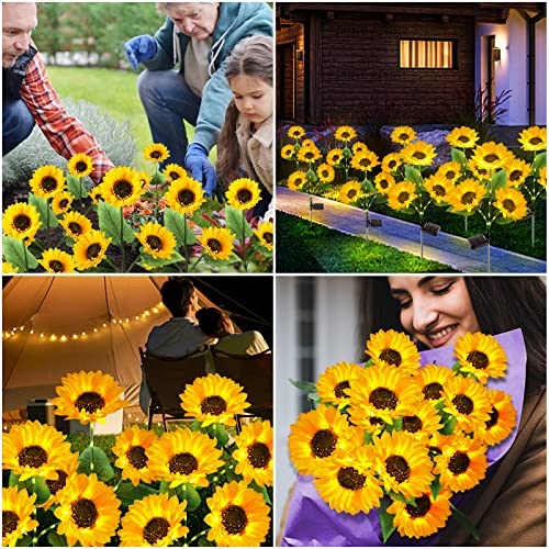 KOOPER Solar Lights Outdoor Garden Decor - Upgraded 3 Pack Solar Garden Lights with 9 Sunflower Lights, Waterproof Solar Outdoor Lights Auto ON/Off Solar Decorative Lights for Garden, Patio, Backyard - Image 2