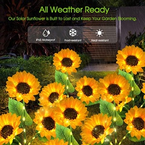 KOOPER Solar Lights Outdoor Garden Decor - Upgraded 3 Pack Solar Garden Lights with 9 Sunflower Lights, Waterproof Solar Outdoor Lights Auto ON/Off Solar Decorative Lights for Garden, Patio, Backyard - Image 5