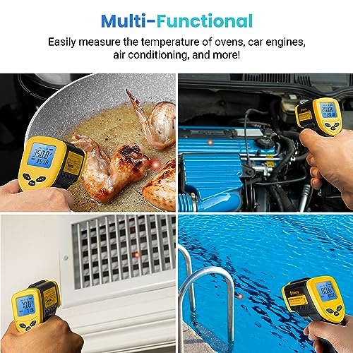 Etekcity Infrared Thermometer Gun 1080, Pizza Oven Accessories, Laser Food Meat Pool Surface Thermometer, Temperature Temp Gun for Cooking, Griddle Hvac Tools, -58°F to 1130°F, Yellow - Image 7