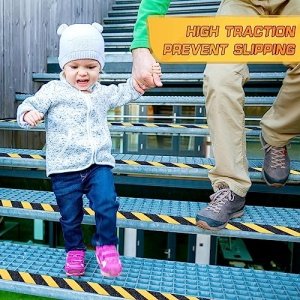 Pangda Abrasive Anti Slip Tape Self Adhesive Grip Tape Caution Warning Outdoor Stair Treads Traction Anti Slip Safety Grit for Stairs Ramps Skateboards Floor Deck, Yellow Black (2 Rolls, 4 In x 30 ft) - Image 4