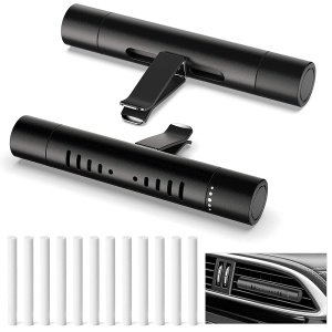 2 Packs Custom Diffuser vent clip for Cylindrical Essential Oil with 12 Refill Sticks for car, Office, Kitchen, Bathroom, Pet Houses
