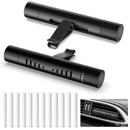 2 Packs Custom Diffuser vent clip for Cylindrical Essential Oil with 12 Refill Sticks for car, Office, Kitchen, Bathroom, Pet Houses - Image 1