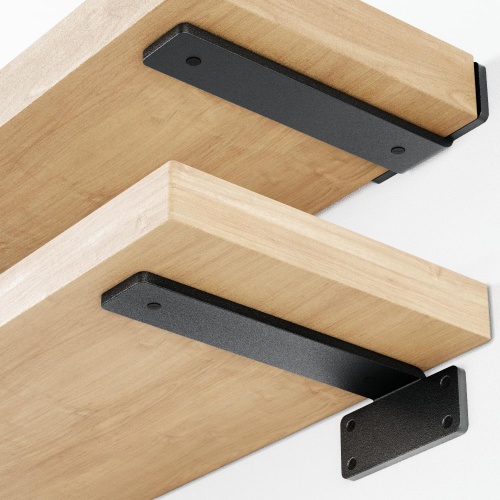 Orbeto Heavy Duty Floating Shelf Bracket (6 inch-6 Pack) with (1/4”-Thick) Metal Black, Holds 160+lb, Powder Coated, Complete Mounting Hardware, Easy Install - Image 1