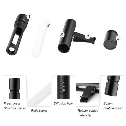 2 Packs Custom Diffuser vent clip for Cylindrical Essential Oil with 12 Refill Sticks for car, Office, Kitchen, Bathroom, Pet Houses - Image 3