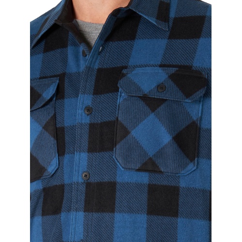 Wrangler Authentics Men's Long Sleeve Heavyweight Fleece Shirt Blue Buffalo Plaid Large - Image 2