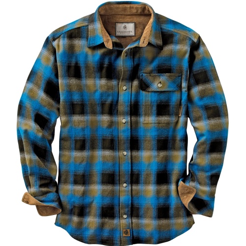 Legendary Whitetails Men's Buck Buck Camp Flannel Shirt, Long Sleeve Plaid Button Down Casual Shirt for Men, with Corduroy Cuffs, Fall & Winter Clothing, Cobalt Plaid, X-Large - Image 1