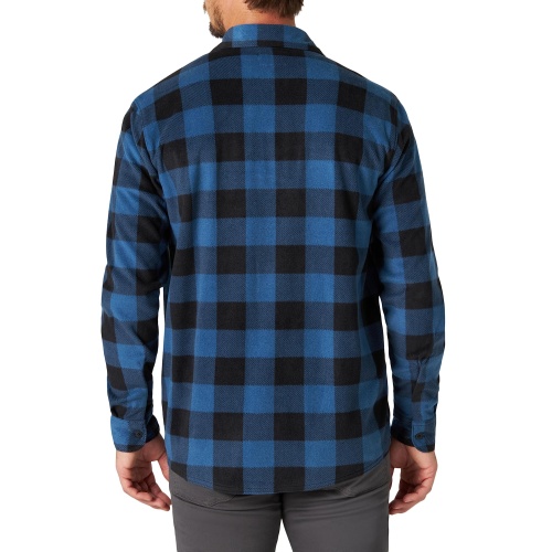 Wrangler Authentics Men's Long Sleeve Heavyweight Fleece Shirt Blue Buffalo Plaid Large - Image 3